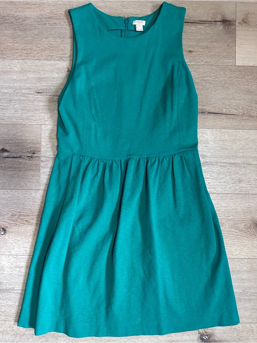 J. Crew Green Sleeveless Fit-and-Flare Dress